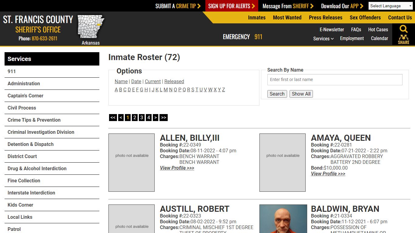Inmate Roster - Current Inmates - St. Francis County ...