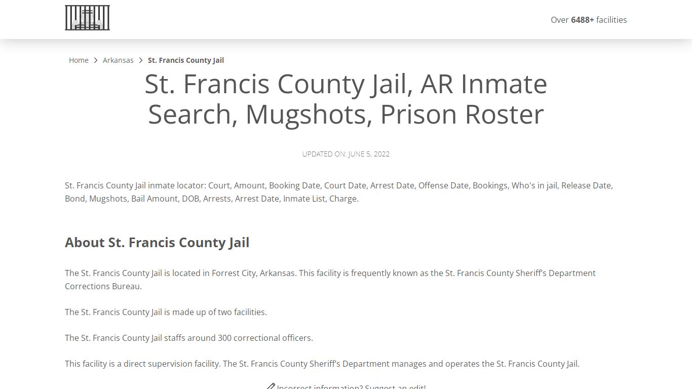 St. Francis County Jail, AR Inmate Search, Mugshots ...